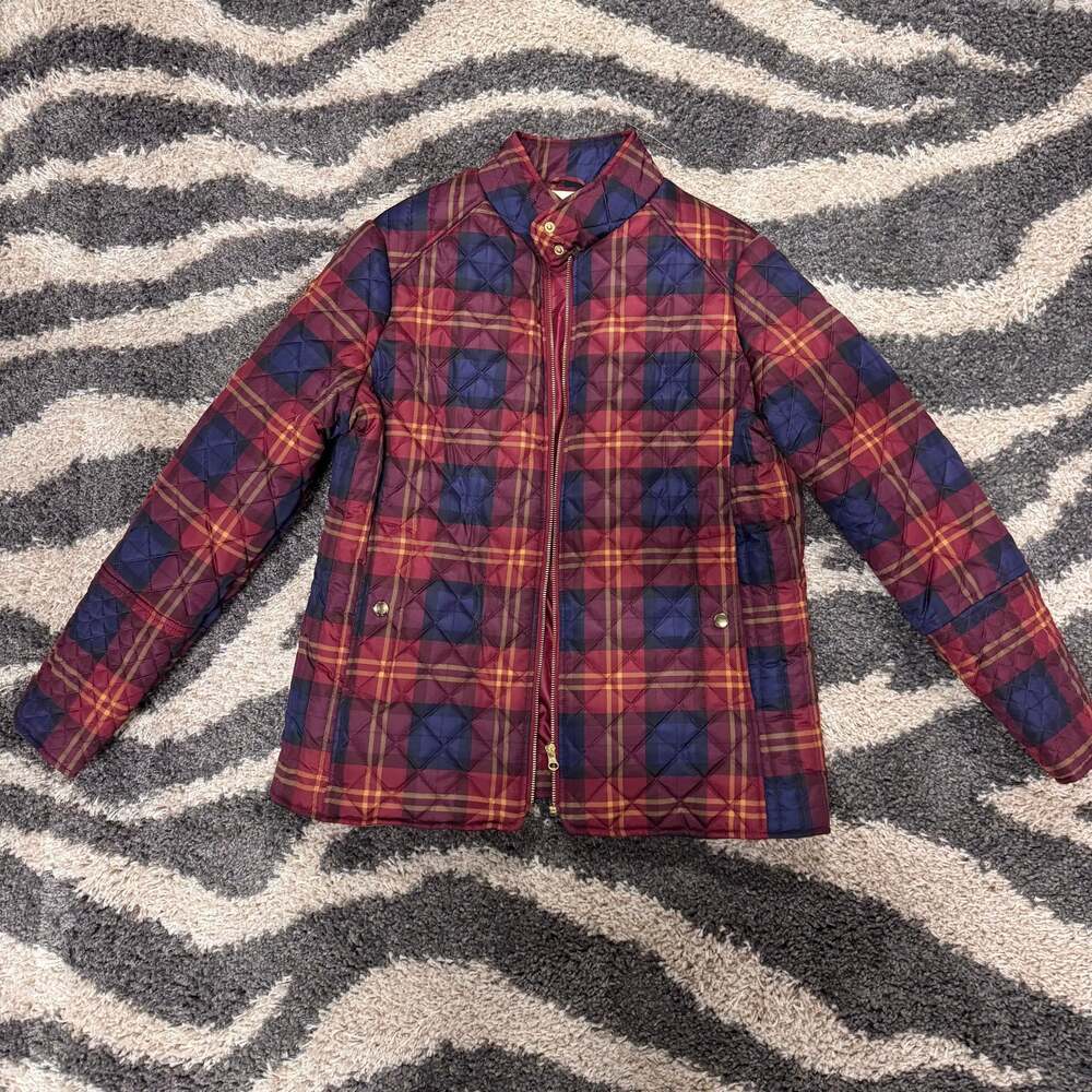 Faded Glory Merlot Tartan Plaid Quilted Puffer Jacket Women's 1X